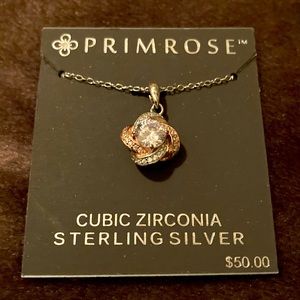 Sterling Silver& Rose Gold Pendant & Cubic Zirconia